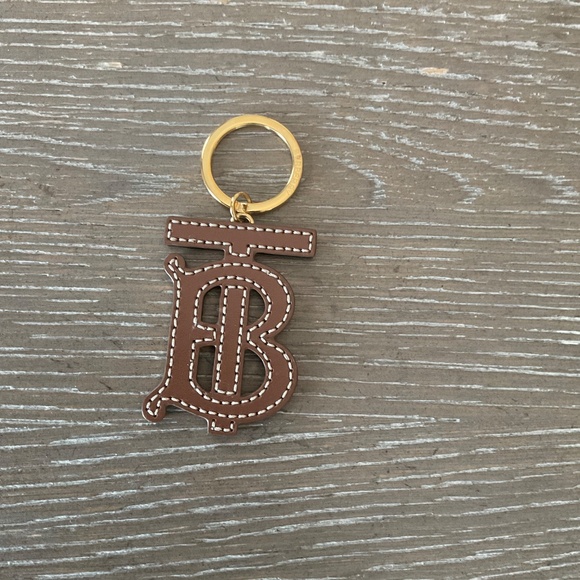 Burberry TB Monogram Motif Leather Key Ring bag charm. Black and Brown. - Picture 2 of 2